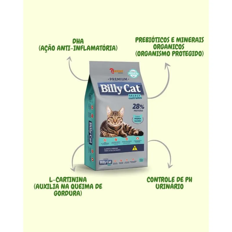 Foto do produto BILLY CAT CASTRADO 10KG disponível na Agropecuária Nossos Bichos em Volta Redonda, RJ