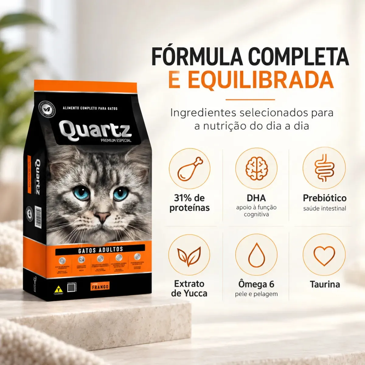 Foto do produto QUARTZ GATO FRANGO AD 10KG disponível na Agropecuária Nossos Bichos em Volta Redonda, RJ