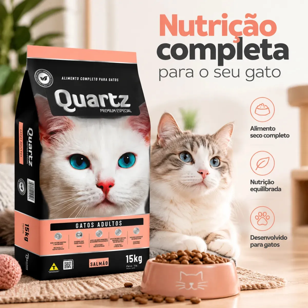Foto do produto QUARTZ GATO SALMAO AD 10KG disponível na Agropecuária Nossos Bichos em Volta Redonda, RJ