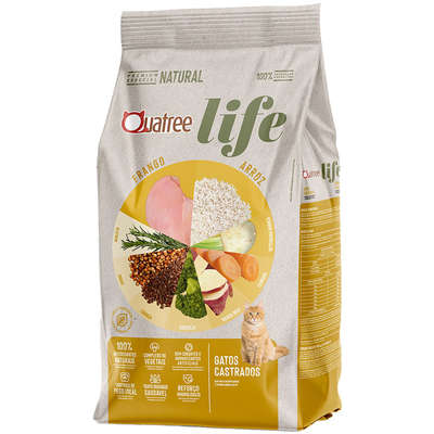 Foto do produto QUATREE LIFE GATOS CASTRADOS FRANGO/ARROZ 1KG disponível na Agropecuária Nossos Bichos em Volta Redonda, RJ