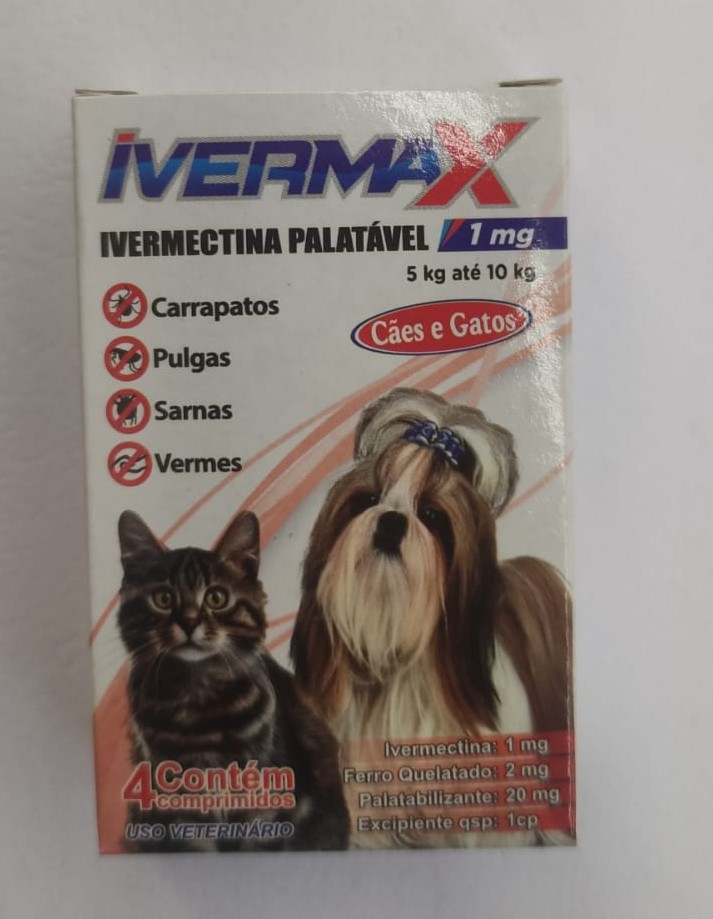 Foto do produto IVERMAX 1MG 4 COMPRIMIDOS disponível na Agropecuária Nossos Bichos em Volta Redonda, RJ