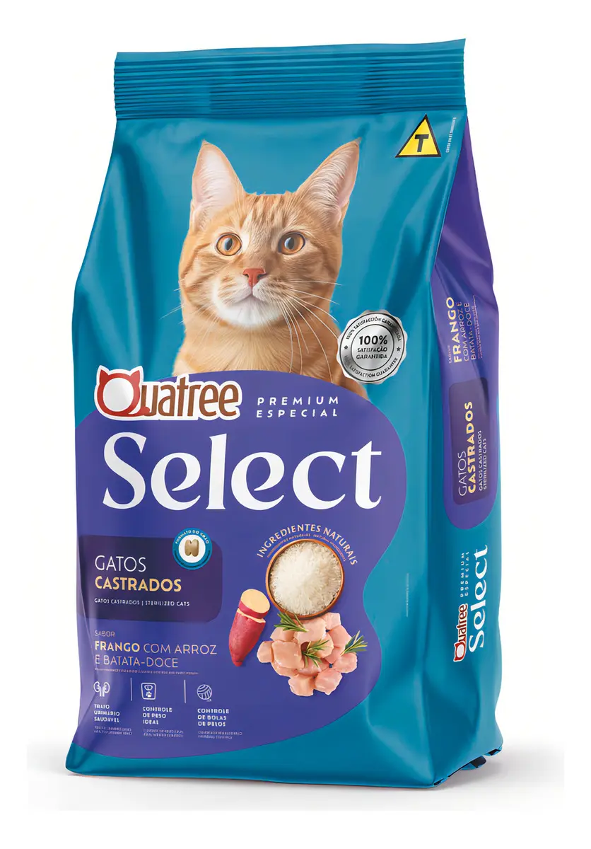 Foto do produto QUATREE SELECT GATOS CASTRADOS FRANGO 1KG disponível na Agropecuária Nossos Bichos em Volta Redonda, RJ