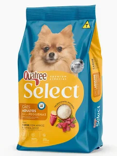 Foto do produto QUATREE SELECT ADULTOS RAÇAS PEQUENAS CARNE 15KG disponível na Agropecuária Nossos Bichos em Volta Redonda, RJ