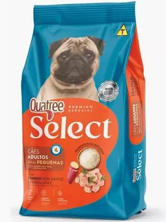 Foto do produto QUATREE SELECT ADULTO RAÇAS PEQUENAS FRANGO 1KG disponível na Agropecuária Nossos Bichos em Volta Redonda, RJ