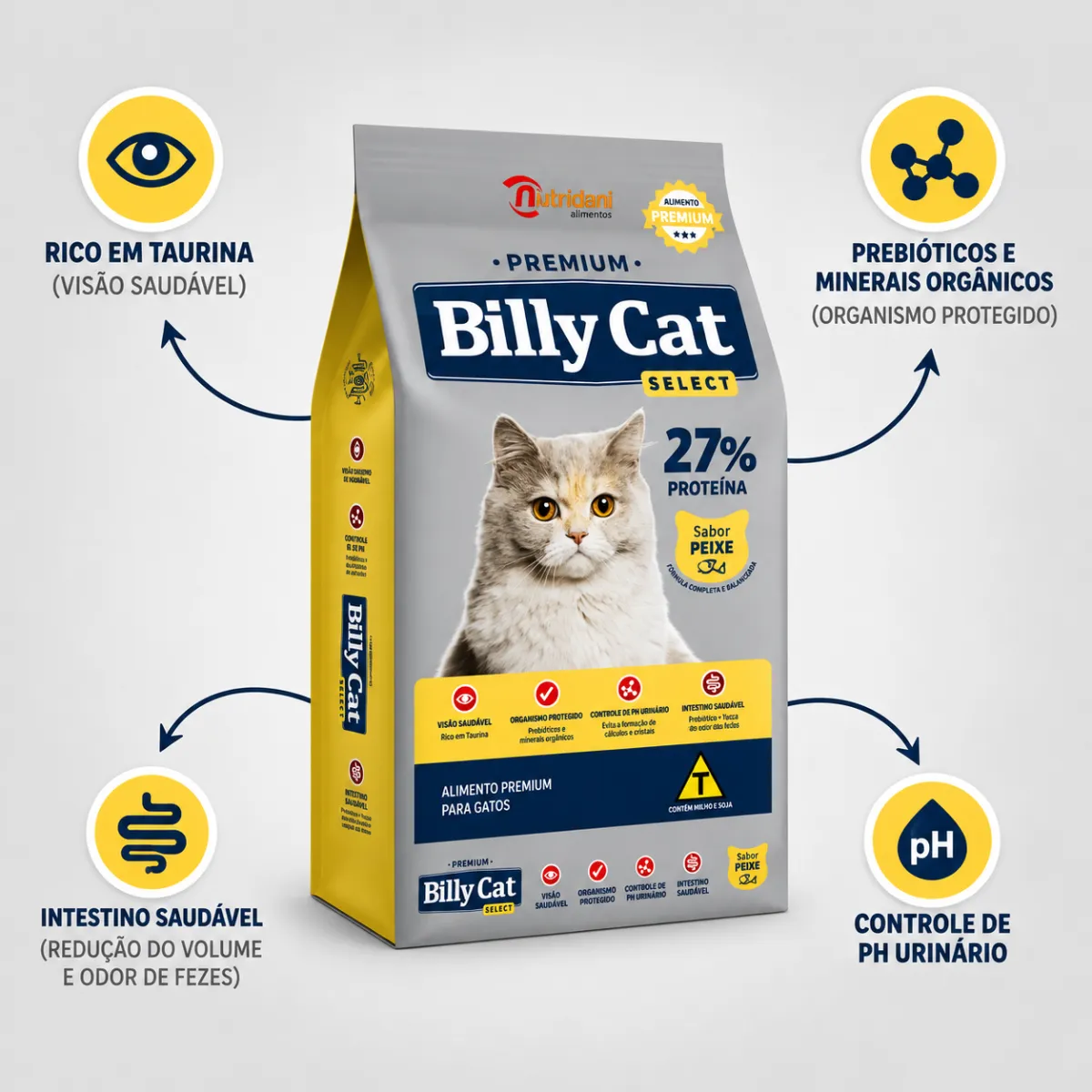 Foto do produto BILLY CAT PEIXE 10KG disponível na Agropecuária Nossos Bichos em Volta Redonda, RJ